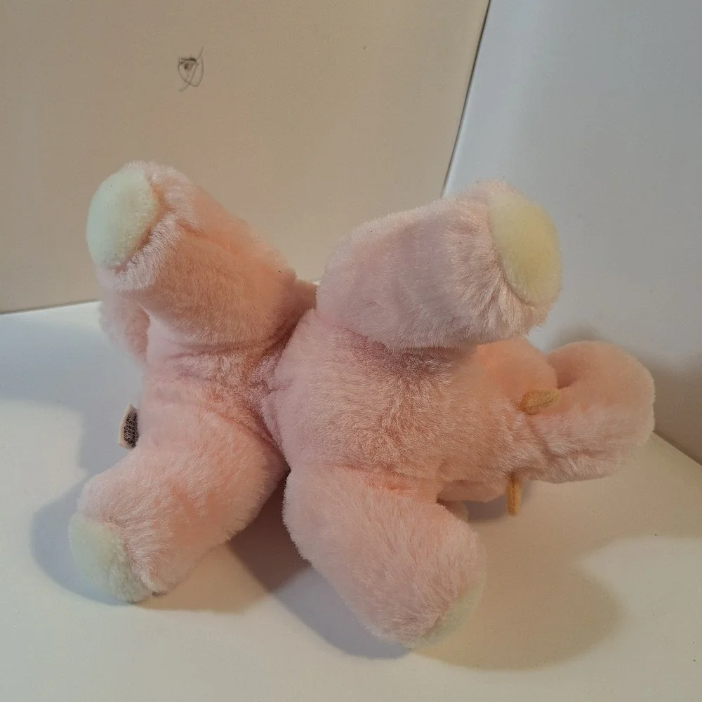 Vintage Gund 1983 Elephant Pink & White RARE Plush Stuffed Animal